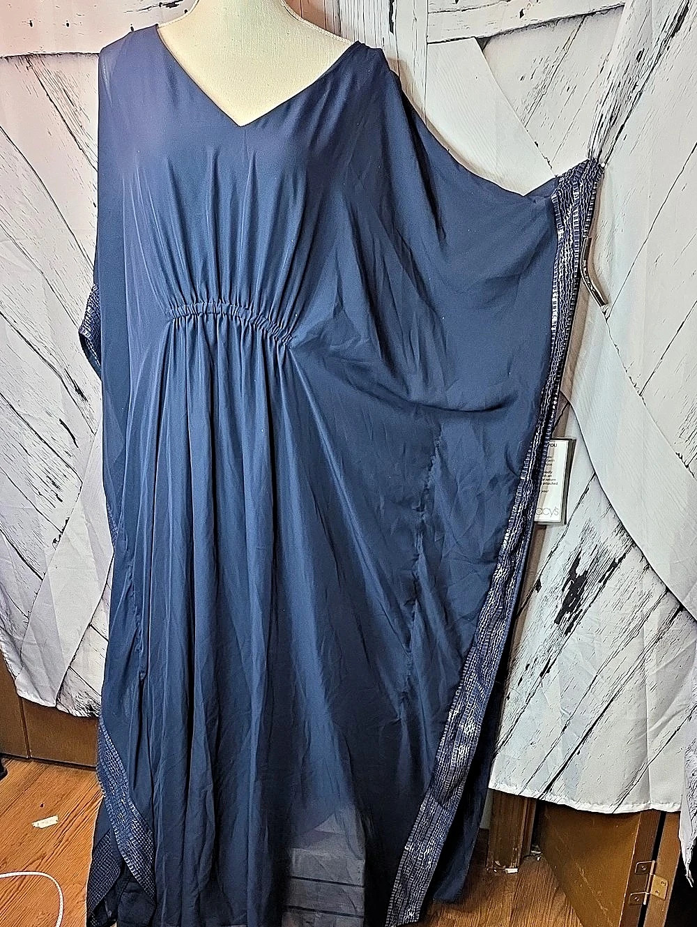 SLNY Maxi Caftan Dress in Blue  New With Tags 1X/2X